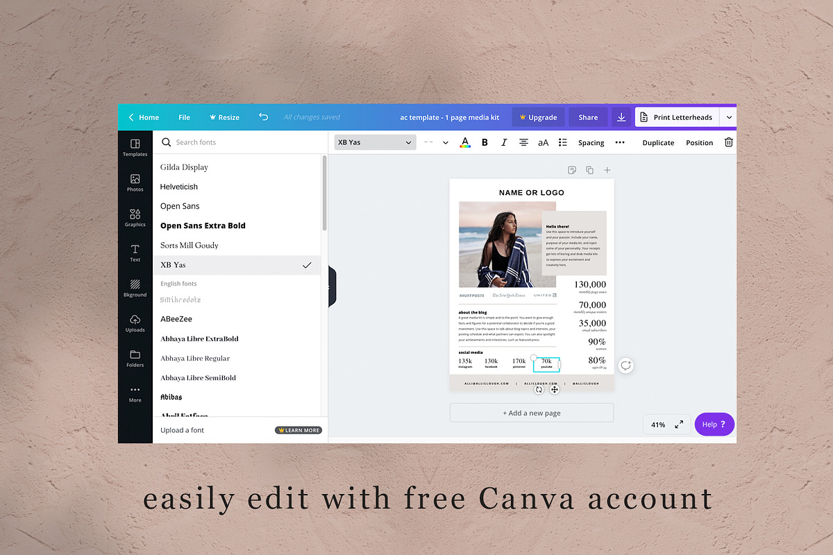 Media Kit Template, Canva / Adobe, a Resume Template by Edit & Go Templates (Photo 2 of 4)