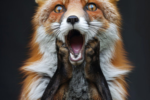 Very surprised fox with open mouth, an Animal Photo by Handmadefont