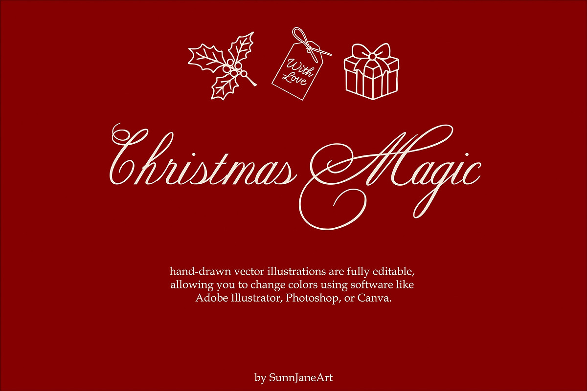Whimsical Christmas Illustration Set, a Seasonal Illustration by SunnJaneArt (Photo 13 of 13)