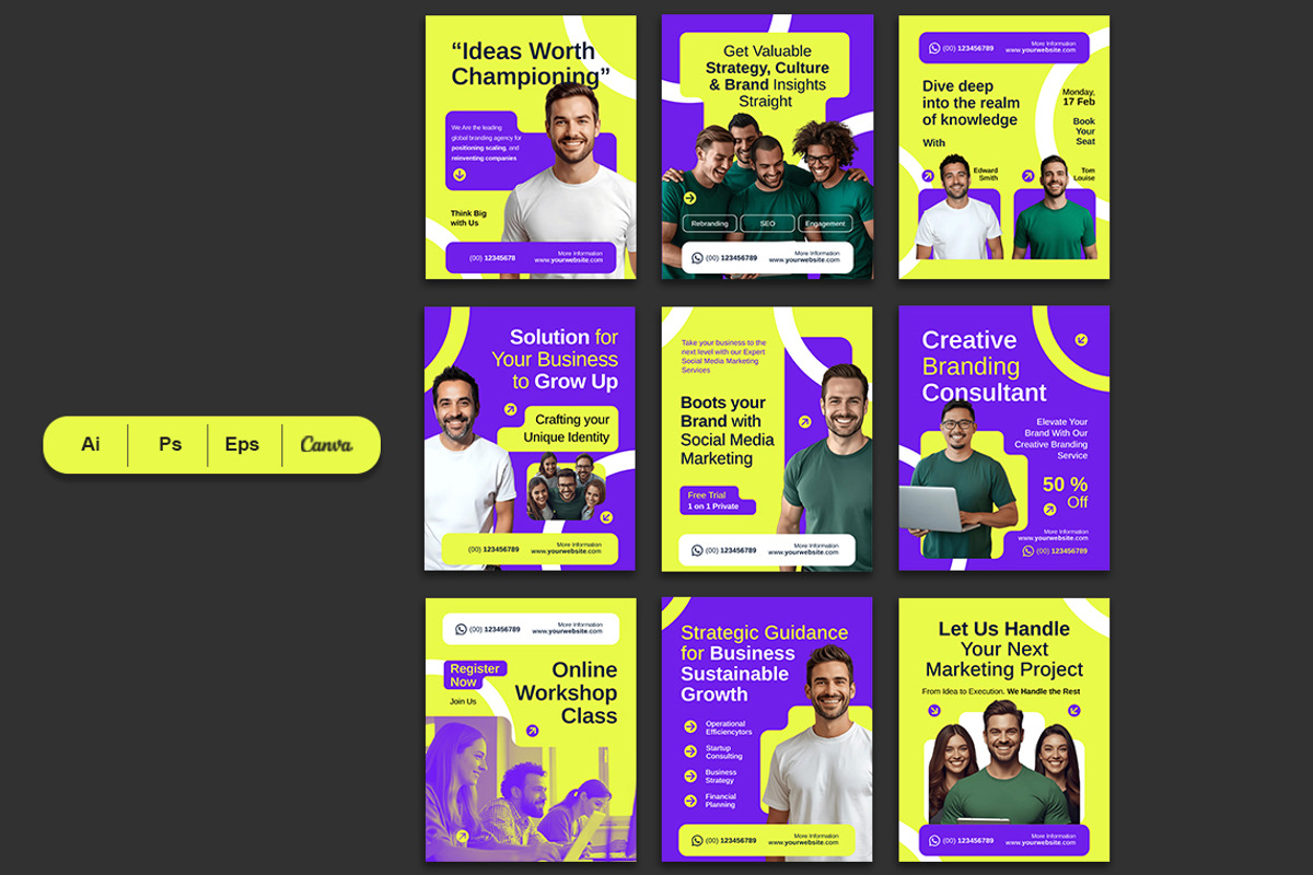 Bright Branding - Instagram Post, a Social Media Template by Jiwstudio (Photo 2 of 4)