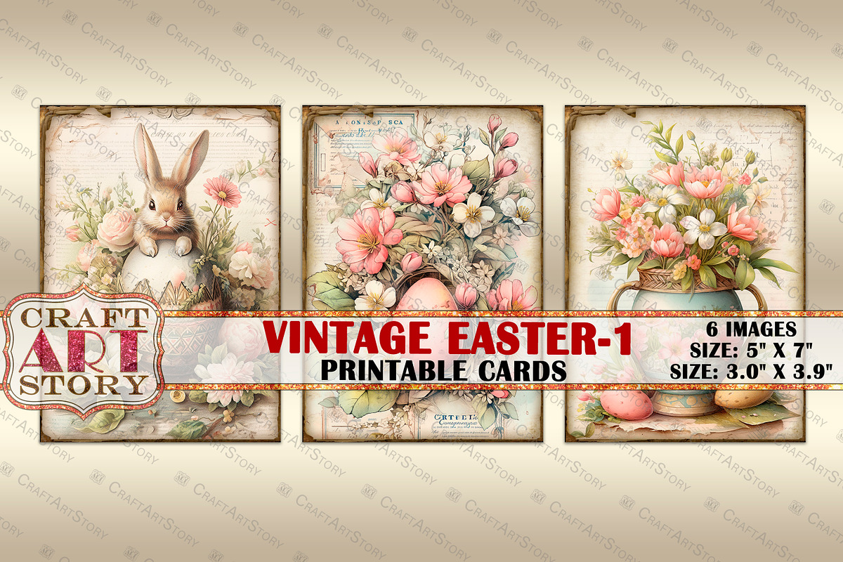 Easter collage cards Atc ACEO-1, an Animal Illustration by CraftArtStory (Photo 2 of 4)
