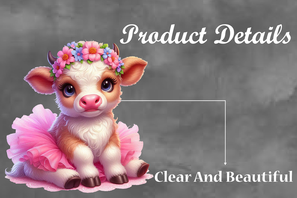 Watercolor Cute Pink Cows clipart, a Seasonal Illustration by Craft Nest (Photo 5 of 6)