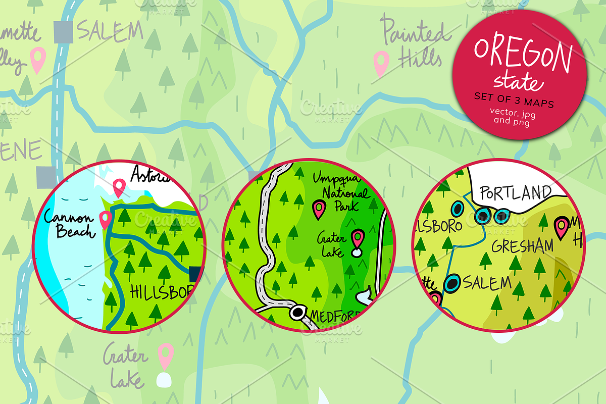 Oregon maps, an Education Illustration by Illustrationsforteachers (Photo 5 of 5)
