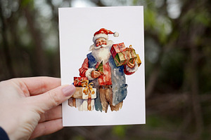 Santa Claus Watercolor Clipart. AI