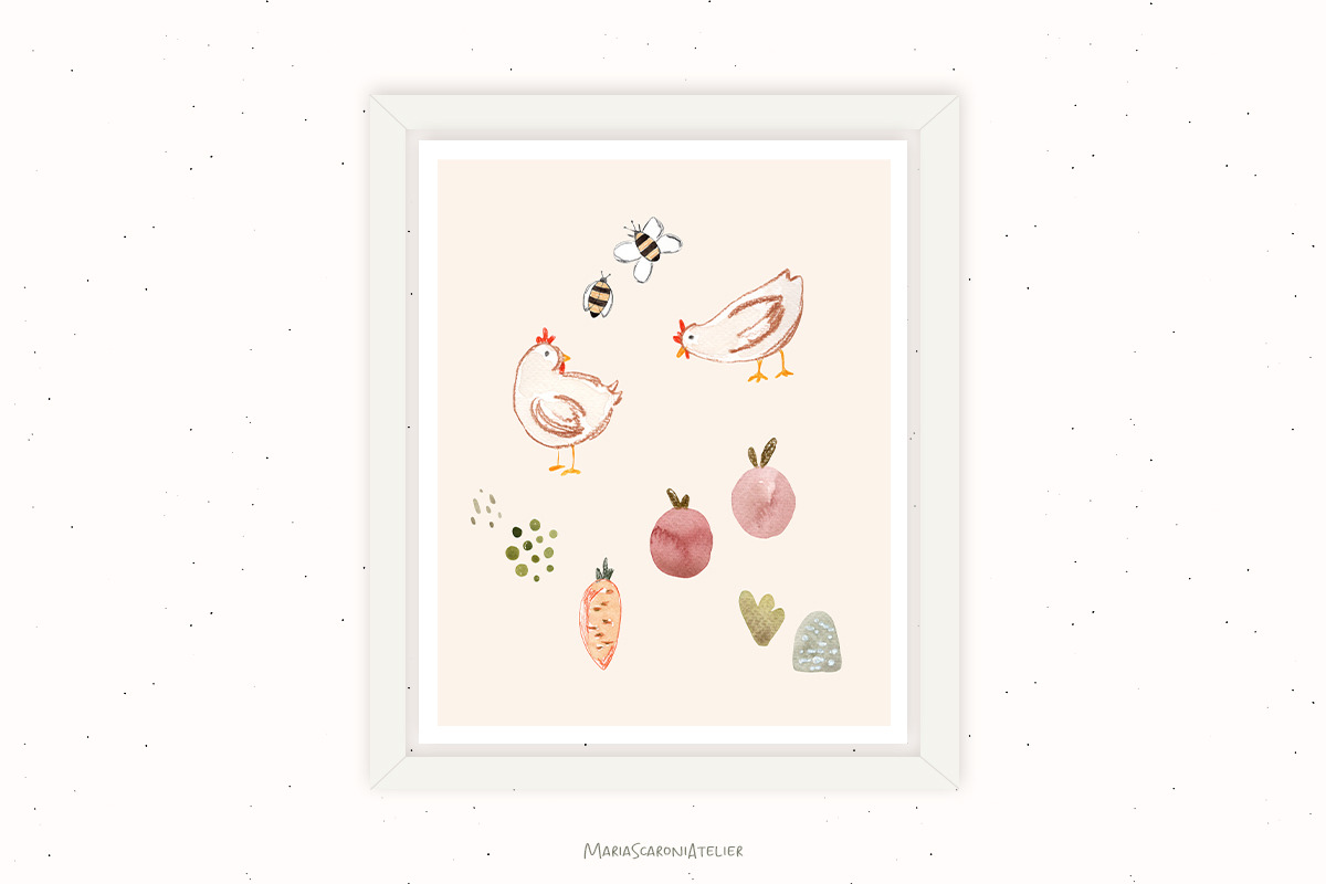 On the farm - Printable watercolor, an Animal Illustration by MariaScaroniAtelier (Photo 1 of 3)