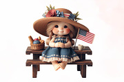4th of July Cute Gnome Girl Clipart, an Illustration by Designking (Thumbnail 4 of 5)