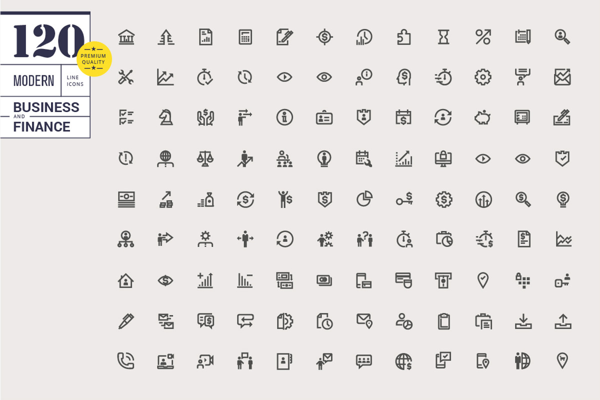 Business and Finance Line Icons Set, an Outline Icon by PureSolution