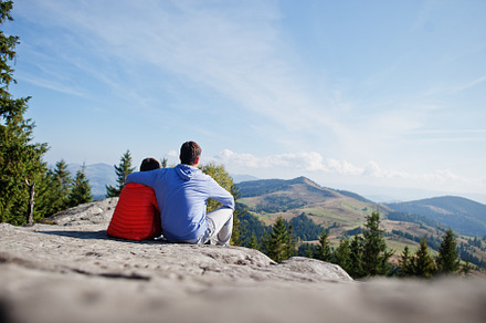 Father with son. Children hiking on beautiful day in mountains,, a Nature Photo by AS photostudio