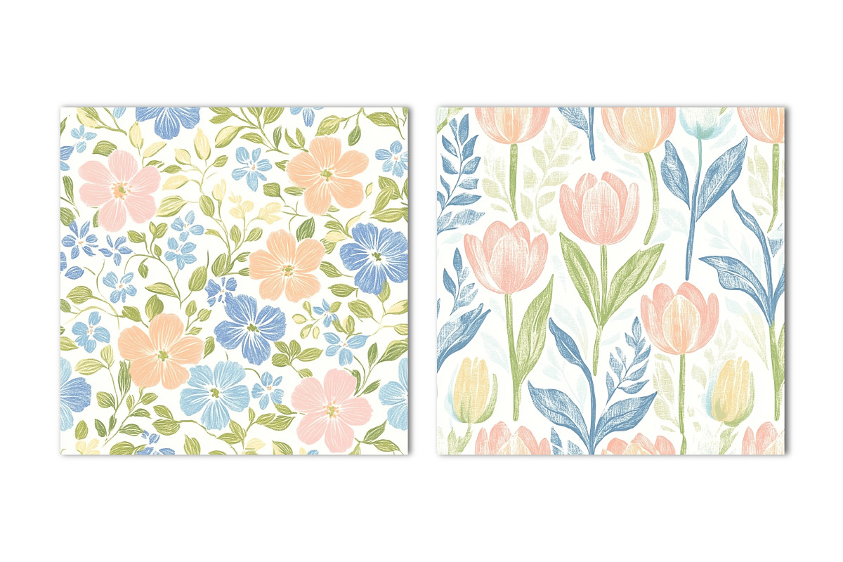 Spring Floral Seamless Patterns, an Illustration by Dream Creation (Photo 5 of 5)