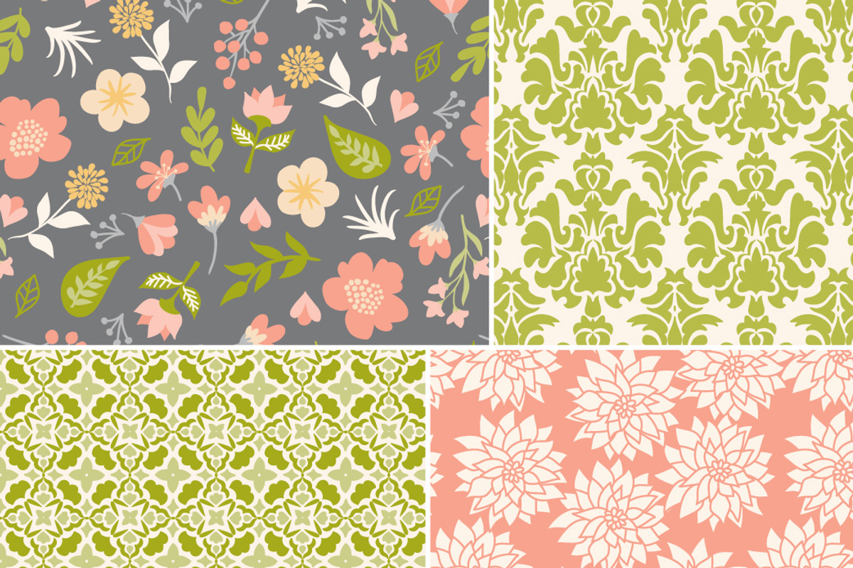 Vintage Floral Vector Patterns preview 6