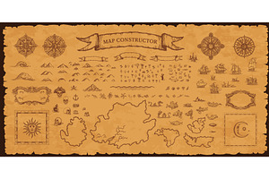 Vintage pirate map constructor, an Object Illustration by Vector Tradition