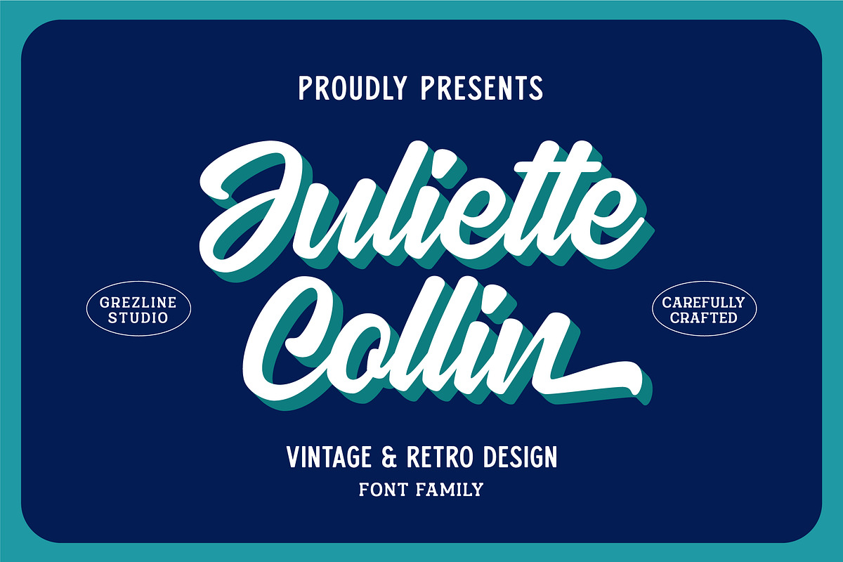 Juliette Collin - Vintage Font Famil, a Script Font by Grezline Studio (Photo 1 of 13)