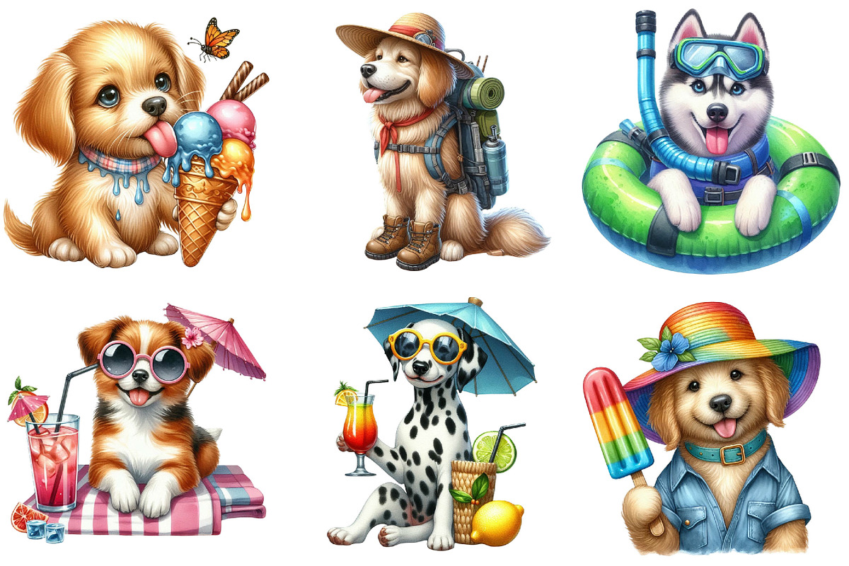 Dog Love Summer Clipart, an Illustration by Pixels.Craft (Photo 3 of 8)