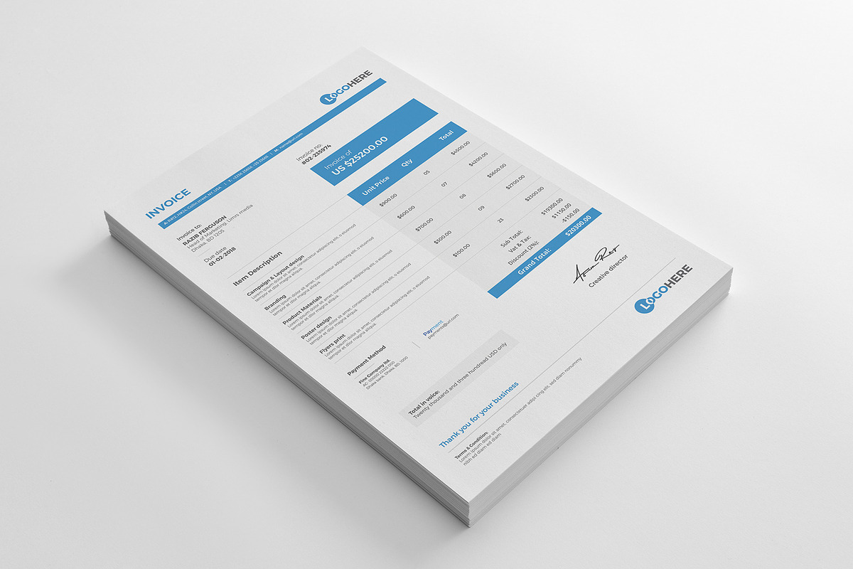 Invoice, a Stationery Template by Rongmistiry (Photo 2 of 8)