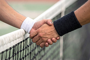 Tennis Players Shaking Hands at the Net, a Sports & Recreation Photo by Davizro's Market