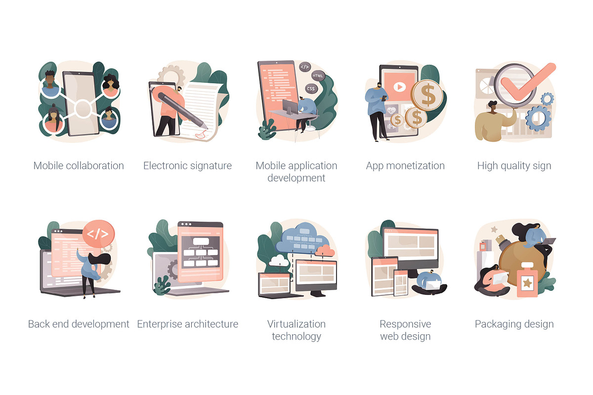 100 IT business vector illustrations, a Templates & Theme by Visual Generation (Photo 12 of 13)