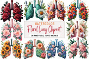 Floral Lung Sublimation Clipart Bund, an Illustration by DreamArtGraphic (Thumbnail 1 of 4)