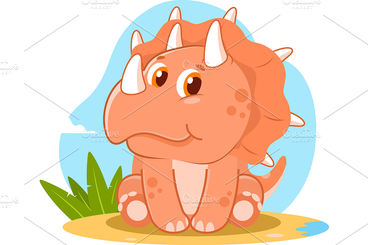 Cute Baby Dinosaur Cartoon Character, an Illustration by HitToon
