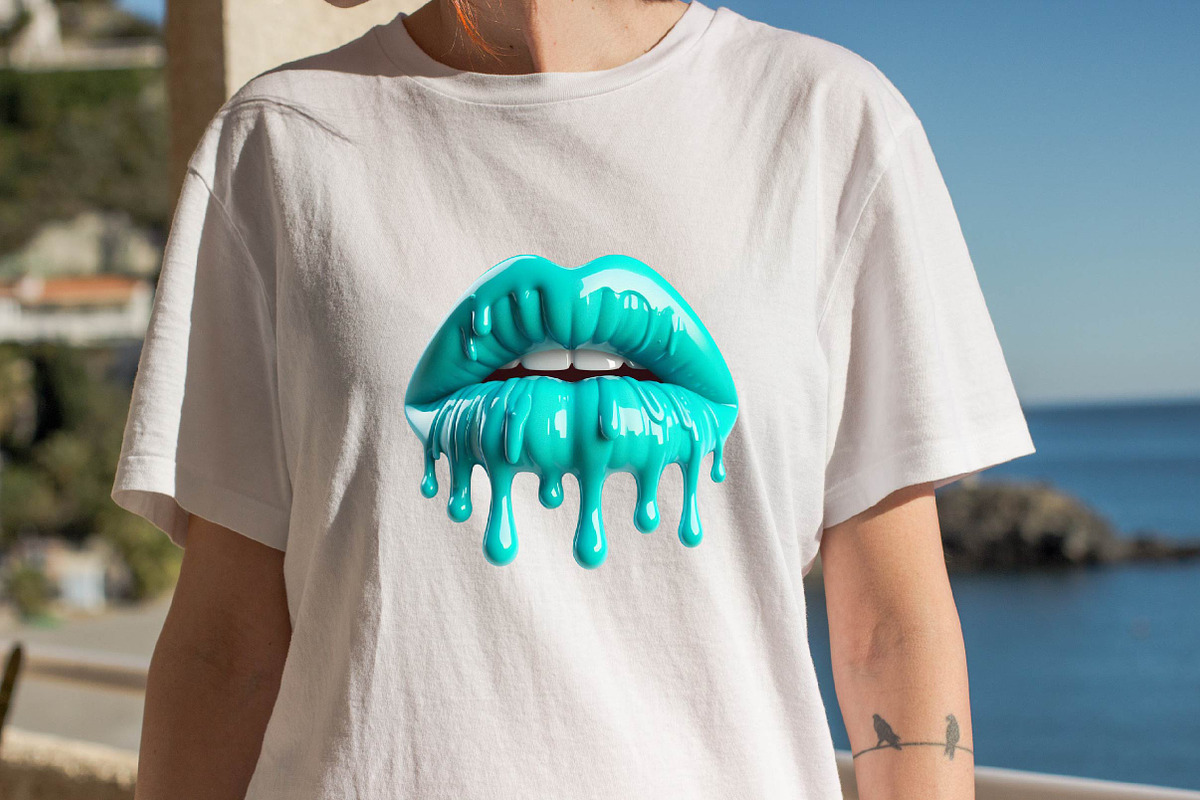 Turquoise Dripping Lips Bundle, an Illustration by SVGArt (Photo 7 of 8)