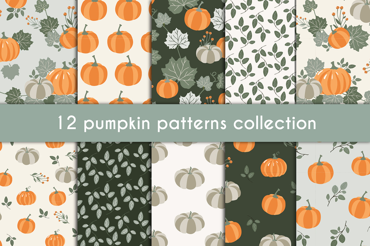 Autumn Pumpkins patterns set, a Pattern Graphic by Cozy pattern shop (Photo 1 of 5)