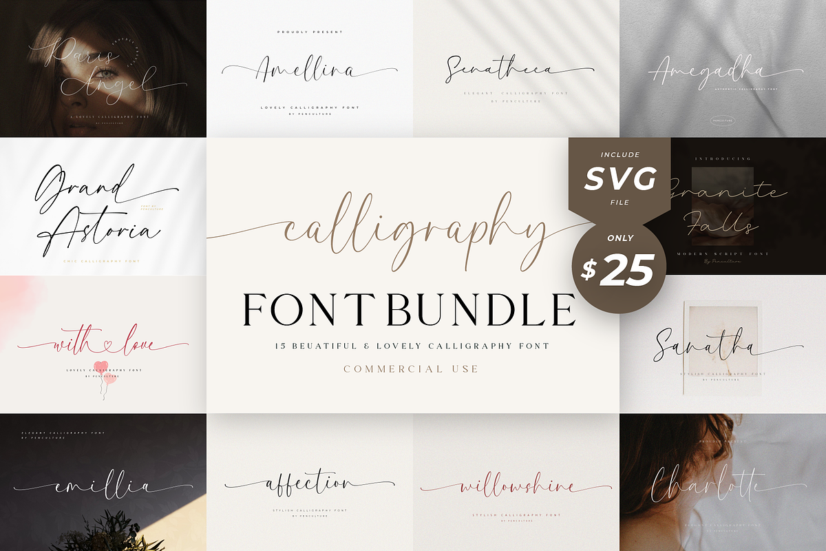 Calligraphy Font Bundle Voll II, a Script Font by Pen Culture (Photo 1 of 10)