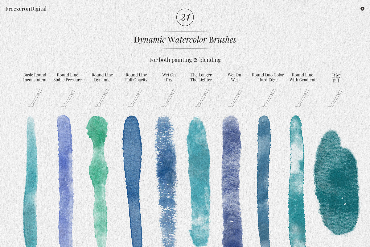 True Watercolor Procreate Brushes, a Brush Add-On by Freezerondigital (Photo 4 of 17)