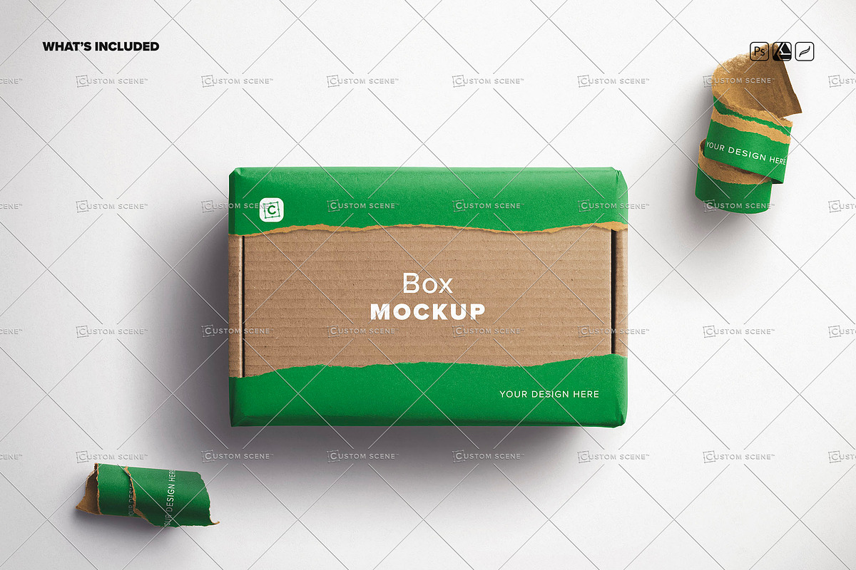 Gift Box Torn Mockup, a Packaging Mockup by Custom Scene