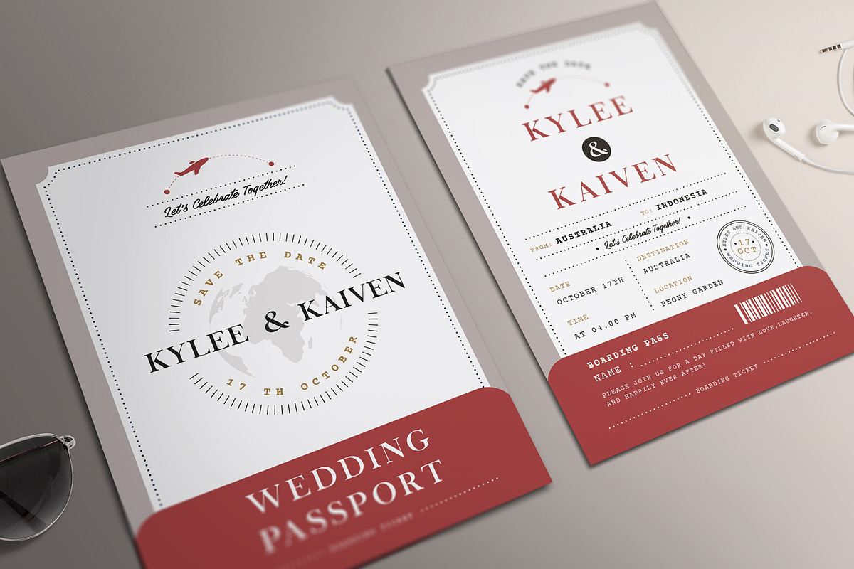Passport Wedding Invitation, an Invitation Template by Aarley Kaiven (Photo 3 of 3)