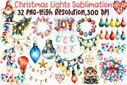Christmas Lights Sublimation Clipart, an Illustration by Sublimation Artist (Thumbnail 1 of 6)