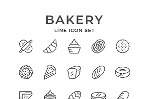 Set line icons of bakery, an Outline Icon by motorama