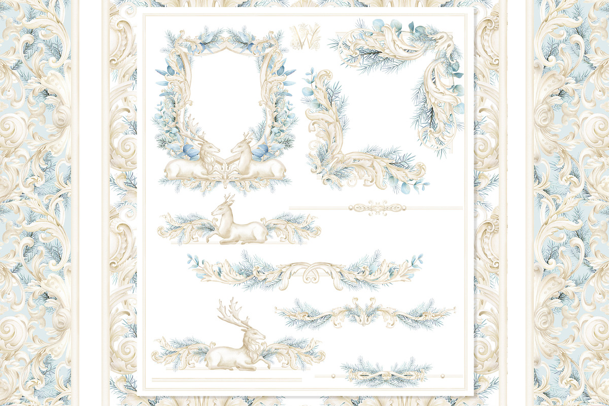 Winter Deer Borders, wedding png, a Decorative Illustration by WonderWonder (Photo 2 of 18)