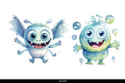 Cute Blue Green Monster Clipart PNG, a Decorative Illustration by illuztrate (Thumbnail 5 of 6)