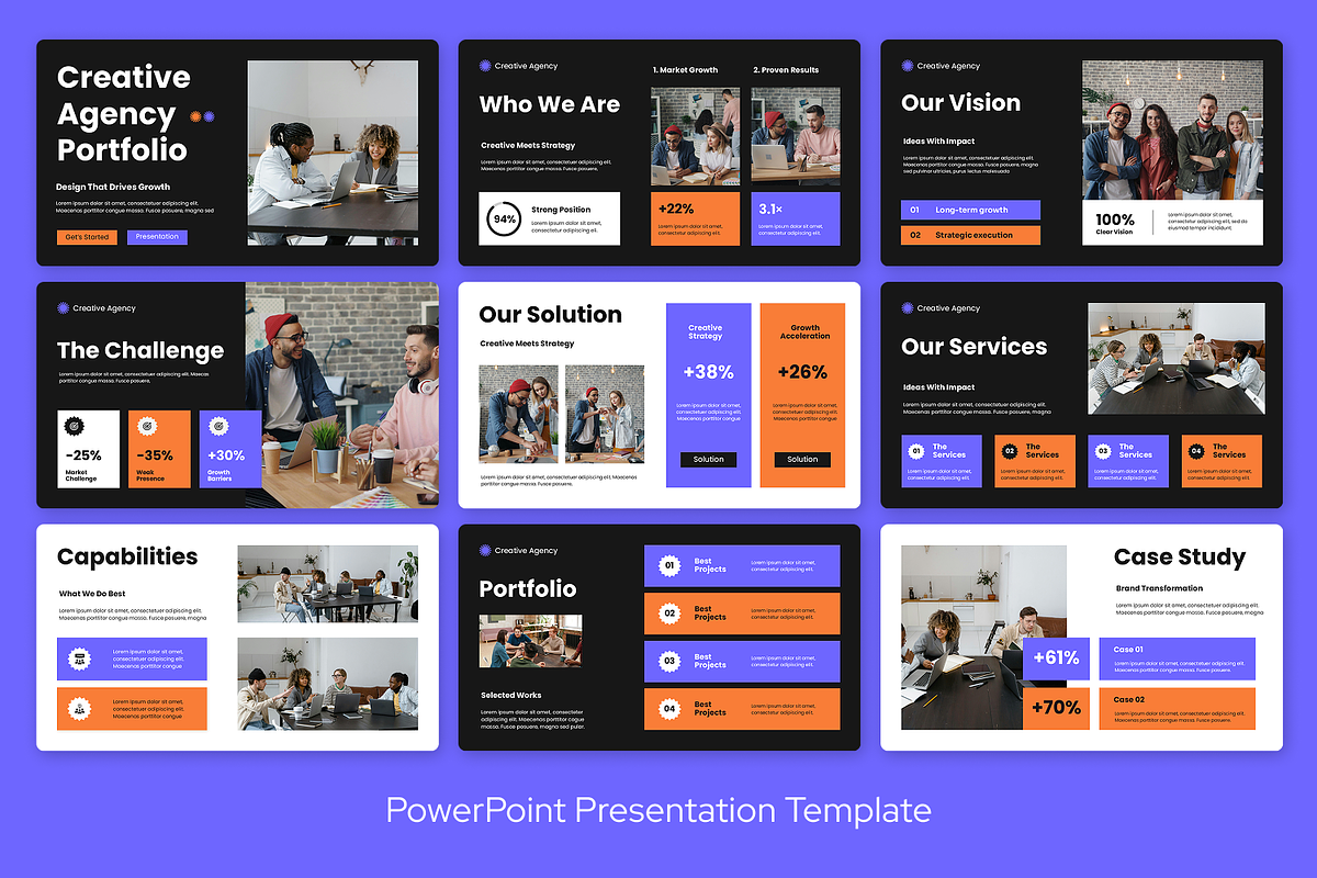 Black Orange Purple Creative Agency, a Presentation Template by Sixtemp (Photo 2 of 3)