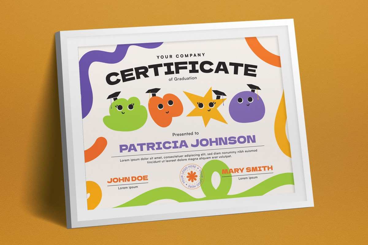 Preschool Graduation Certificate, a Card Template by graphicook (Photo 2 of 3)