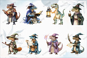 Watercolor Wizard Dinosaur Clipart, an Illustration by designcity5 (Thumbnail 3 of 5)
