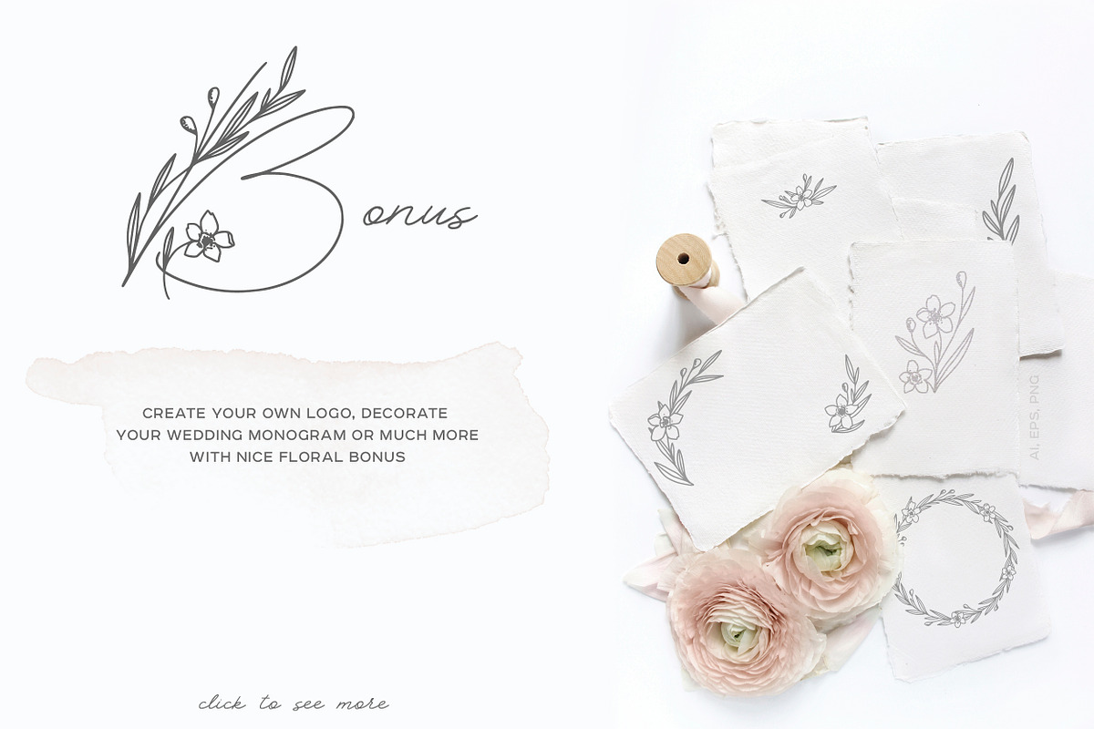 Spring Vibes. Floral Font + Frames, a Script Font by AnMark (Photo 9 of 15)