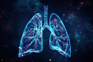 Hologram of human lungs. X ray of lungs. 3D rendering. Cancer, a Health & Medical Photo by AlyaAnd