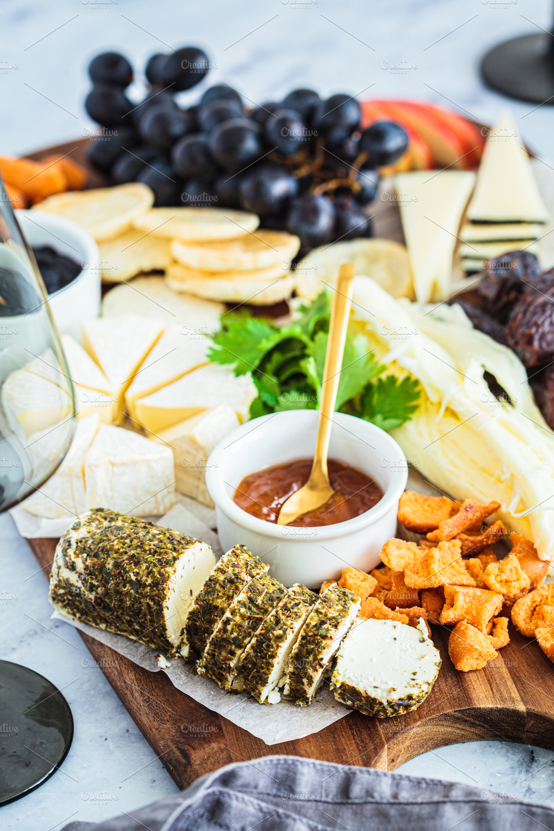 Cheese board with fruits and crackers., a Food & Drink Photo by vaaseenaa
