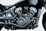 Bobber or chopper motorcycle, vector, a Transportation Illustration by Ledokolua (Thumbnail 2 of 2)