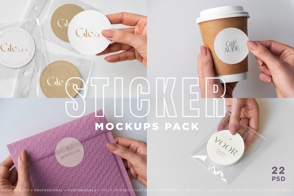Sticker Mockups Pack, a Packaging Mockup by Dikarte.Store (Photo 1 of 15)
