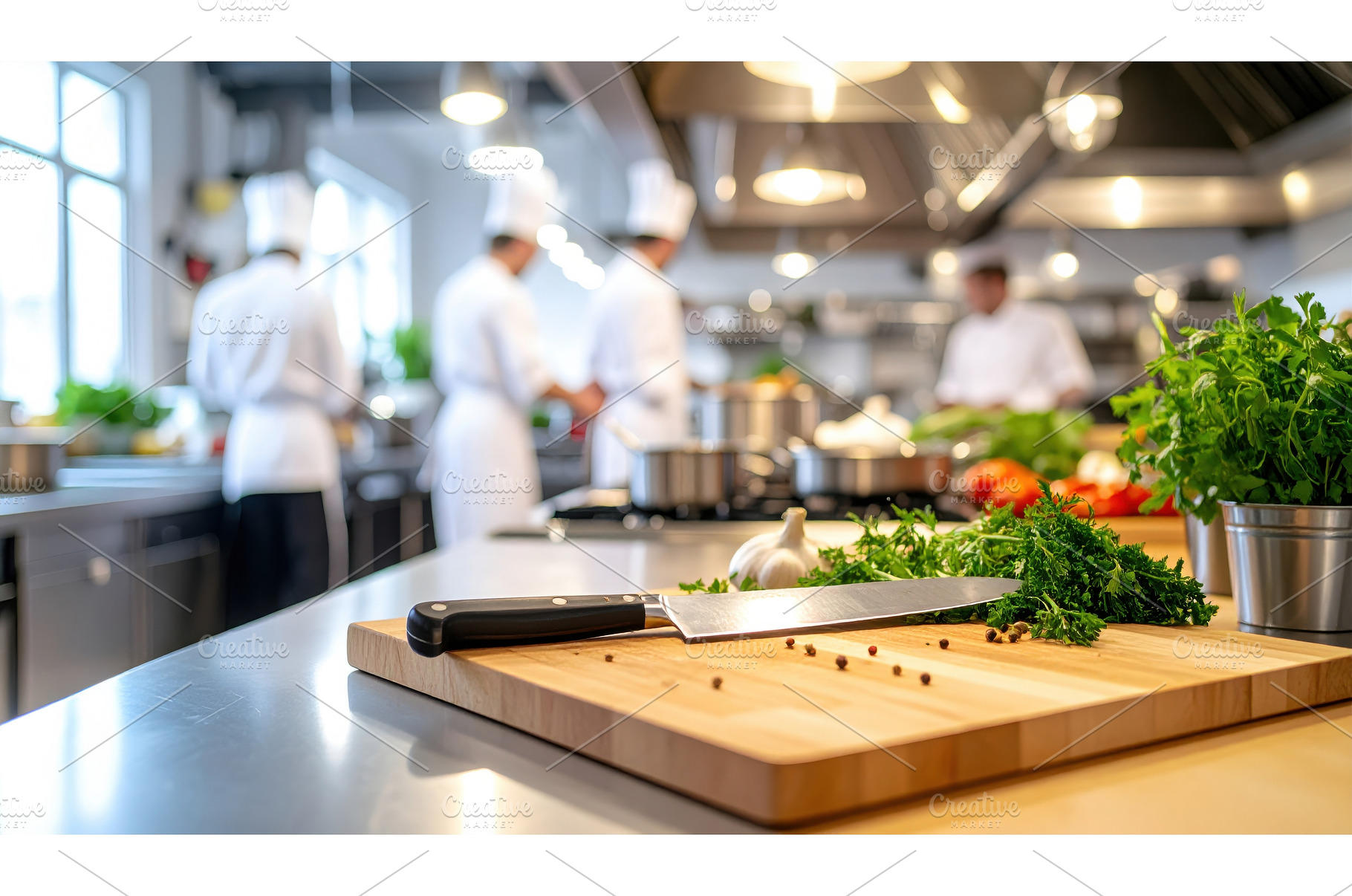Professional kitchen with chefs, a Food & Drink Photo by Igor Tichonow