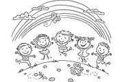 Outline cartoon kids illustration, an Illustration by Bubert Art (Thumbnail 26 of 33)