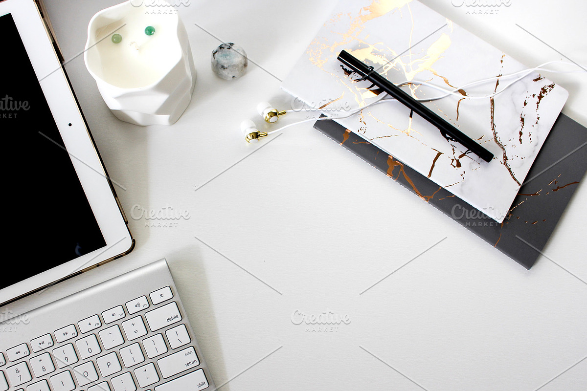 iPad & Marble Notebooks Desktop, a Social Media Template by life i design by Nicki