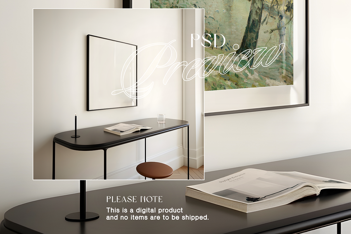 1x1 Black Frame Mockup for Photoshop