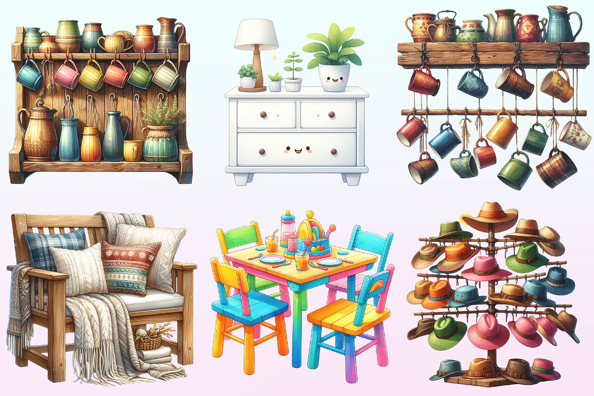 Watercolor Home Furniture Clipart, a Graphic by CitraGraphics (Photo 2 of 4)