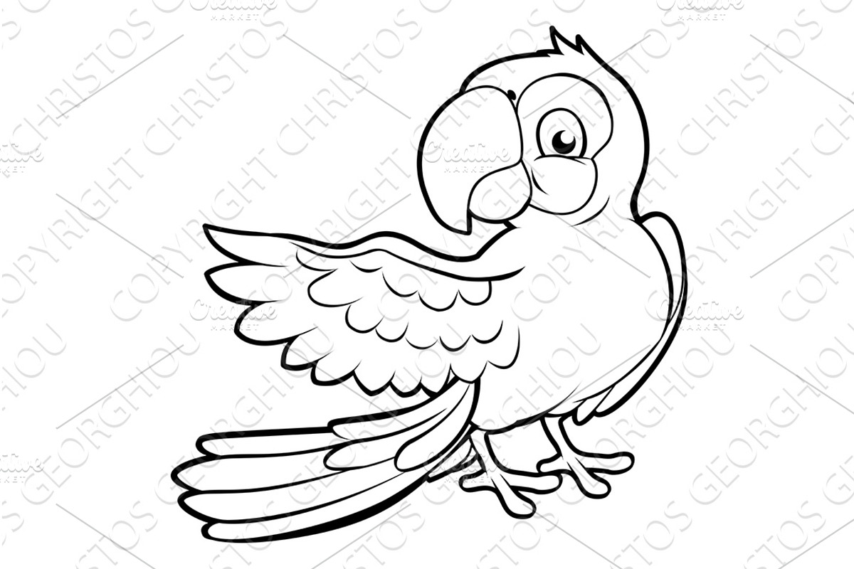 Parrot Bird Cartoon Character Animal, an Animal Illustration by Christos Georghiou