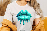 Turquoise Dripping Lips Bundle, an Illustration by SVGArt (Thumbnail 6 of 8)