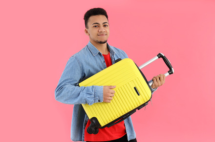 Concept of people with young man on pink background, a Person Photo by AtlasStudio PRO