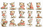 Summer Fox Enjoy Watermelon Clipart, an Illustration by Libby Wishes (Thumbnail 3 of 7)