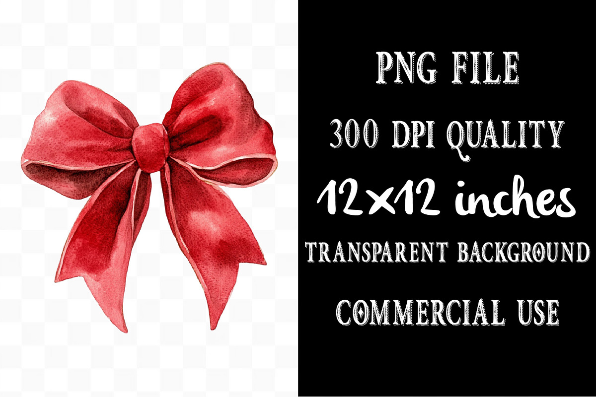 Red Coquette Christmas Bow Bundle, an Illustration by Designking (Photo 4 of 5)